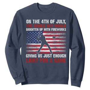 Funny 4th Of July Baseball Sweatshirt The Whole Sky Would Brighten Up With Fireworks American Flag TS11 Navy Print Your Wear