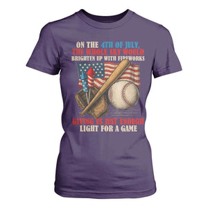 Funny 4th Of July Baseball T Shirt For Women The Whole Sky Would Brighten Up With Fireworks Giving Us Light For A Game TS11 Purple Print Your Wear