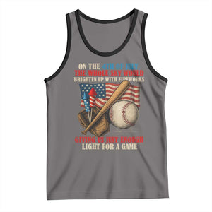 Funny 4th Of July Baseball Tank Top The Whole Sky Would Brighten Up With Fireworks Giving Us Light For A Game TS11 Deep Heather Black Print Your Wear