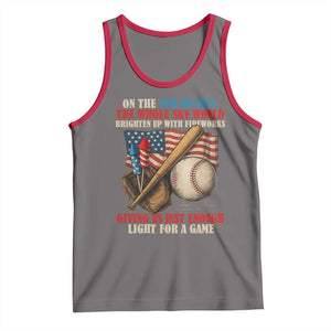 Funny 4th Of July Baseball Tank Top The Whole Sky Would Brighten Up With Fireworks Giving Us Light For A Game TS11 Deep Heather Red Print Your Wear