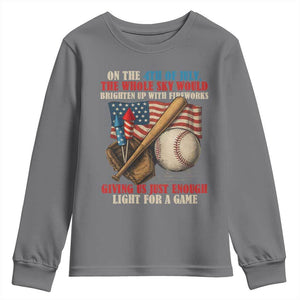 Funny 4th Of July Baseball Youth Sweatshirt The Whole Sky Would Brighten Up With Fireworks Giving Us Light For A Game TS11 Charcoal Print Your Wear