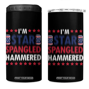 Funny 4th Of July Beer Drinking Lover 4 in 1 Can Cooler Tumbler I'm Star Spangled Hammered TS11 One Size: 16 oz Black Print Your Wear