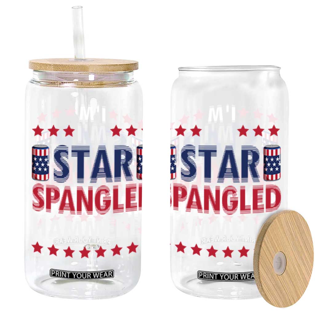Funny 4th Of July Beer Drinking Lover Glass Can I'm Star Spangled Hammered TS11 Black Print Your Wear