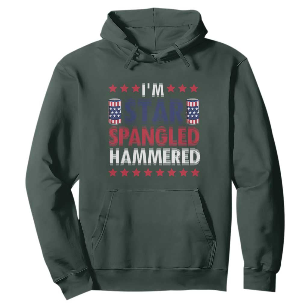 Funny 4th Of July Beer Drinking Lover Hoodie I'm Star Spangled Hammered TS11 Dark Forest Green Print Your Wear