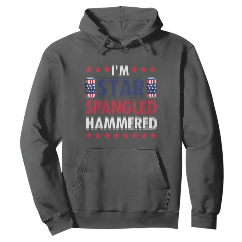 Funny 4th Of July Beer Drinking Lover Hoodie I'm Star Spangled Hammered TS11 Dark Heather Print Your Wear
