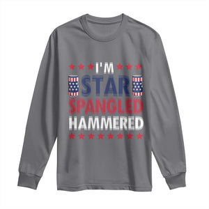 Funny 4th Of July Beer Drinking Lover Long Sleeve Shirt I'm Star Spangled Hammered TS11 Charcoal Print Your Wear