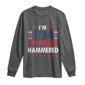 Funny 4th Of July Beer Drinking Lover Long Sleeve Shirt I'm Star Spangled Hammered TS11 Dark Heather Print Your Wear