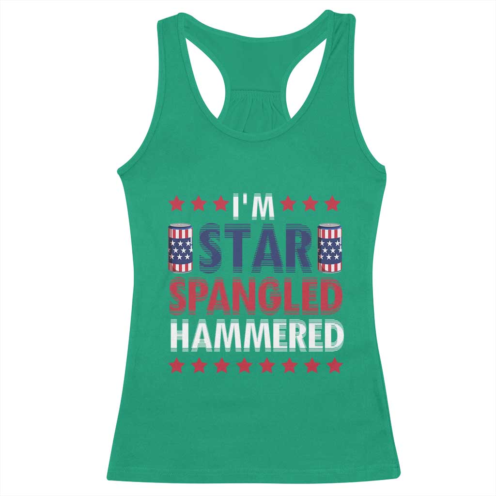 Funny 4th Of July Beer Drinking Lover Racerback Tank Top I'm Star Spangled Hammered TS11 Irish Green Print Your Wear