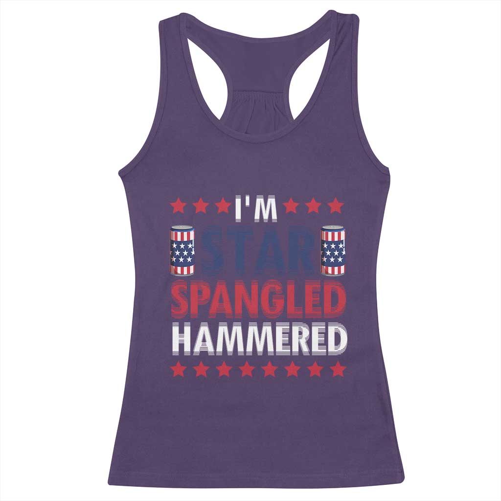 Funny 4th Of July Beer Drinking Lover Racerback Tank Top I'm Star Spangled Hammered TS11 Purple Print Your Wear
