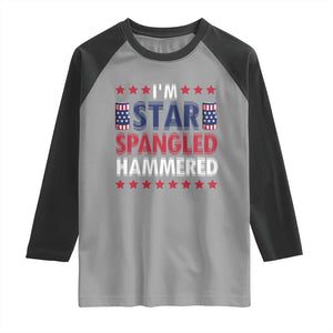 Funny 4th Of July Beer Drinking Lover Raglan Shirt I'm Star Spangled Hammered TS11 Sport Gray Black Print Your Wear