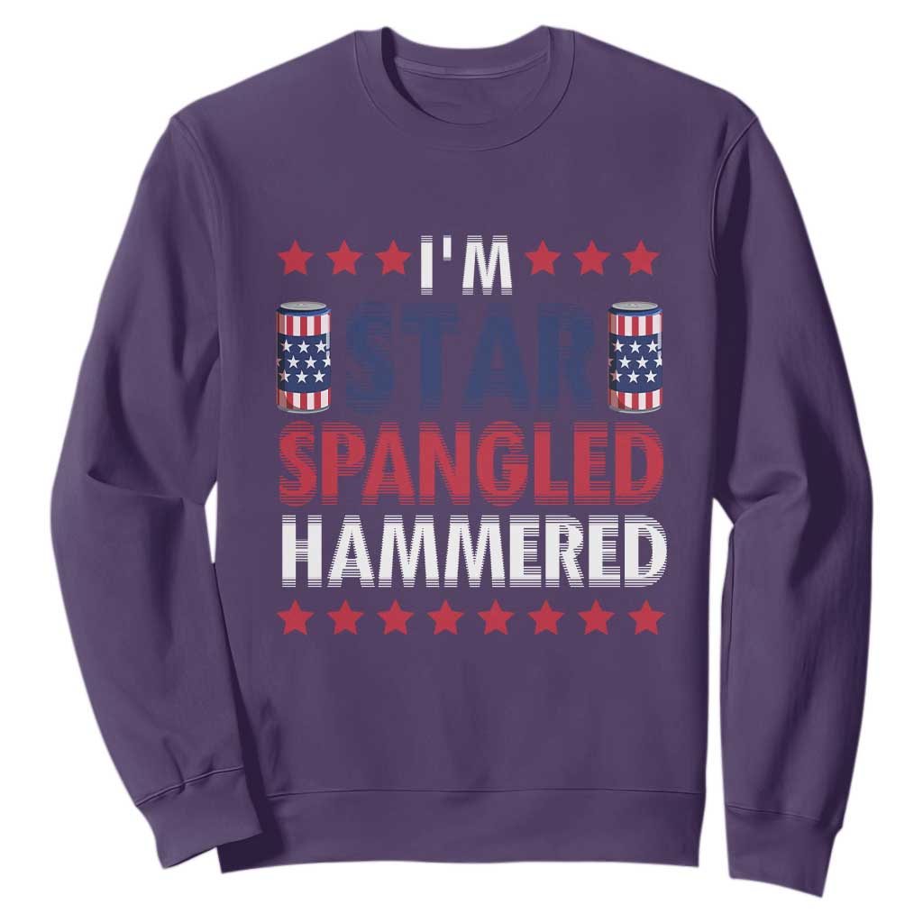 Funny 4th Of July Beer Drinking Lover Sweatshirt I'm Star Spangled Hammered TS11 Purple Print Your Wear