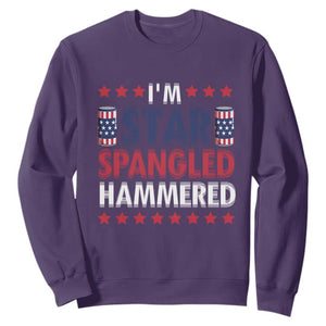 Funny 4th Of July Beer Drinking Lover Sweatshirt I'm Star Spangled Hammered TS11 Purple Print Your Wear