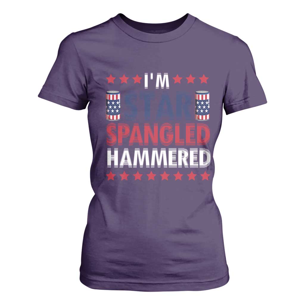 Funny 4th Of July Beer Drinking Lover T Shirt For Women I'm Star Spangled Hammered TS11 Purple Print Your Wear