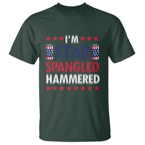 Funny 4th Of July Beer Drinking Lover T Shirt I'm Star Spangled Hammered TS11 Dark Forest Green Print Your Wear