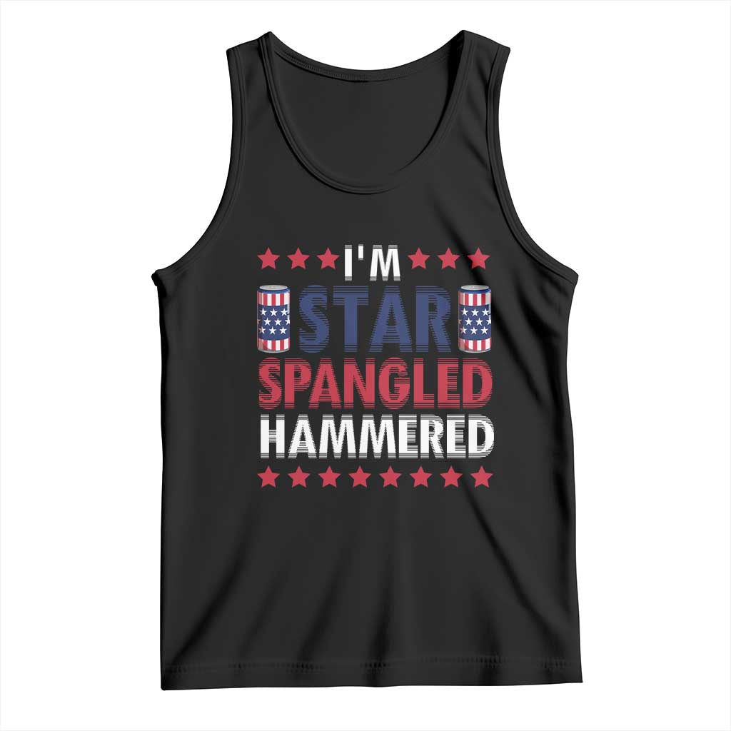 Funny 4th Of July Beer Drinking Lover Tank Top I'm Star Spangled Hammered TS11 Black Print Your Wear