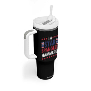 Funny 4th Of July Beer Drinking Lover Tumbler With Handle I'm Star Spangled Hammered TS11 Print Your Wear