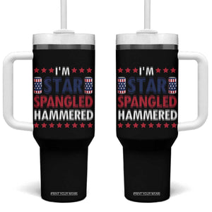Funny 4th Of July Beer Drinking Lover Tumbler With Handle I'm Star Spangled Hammered TS11 One Size: 40 oz Black Print Your Wear