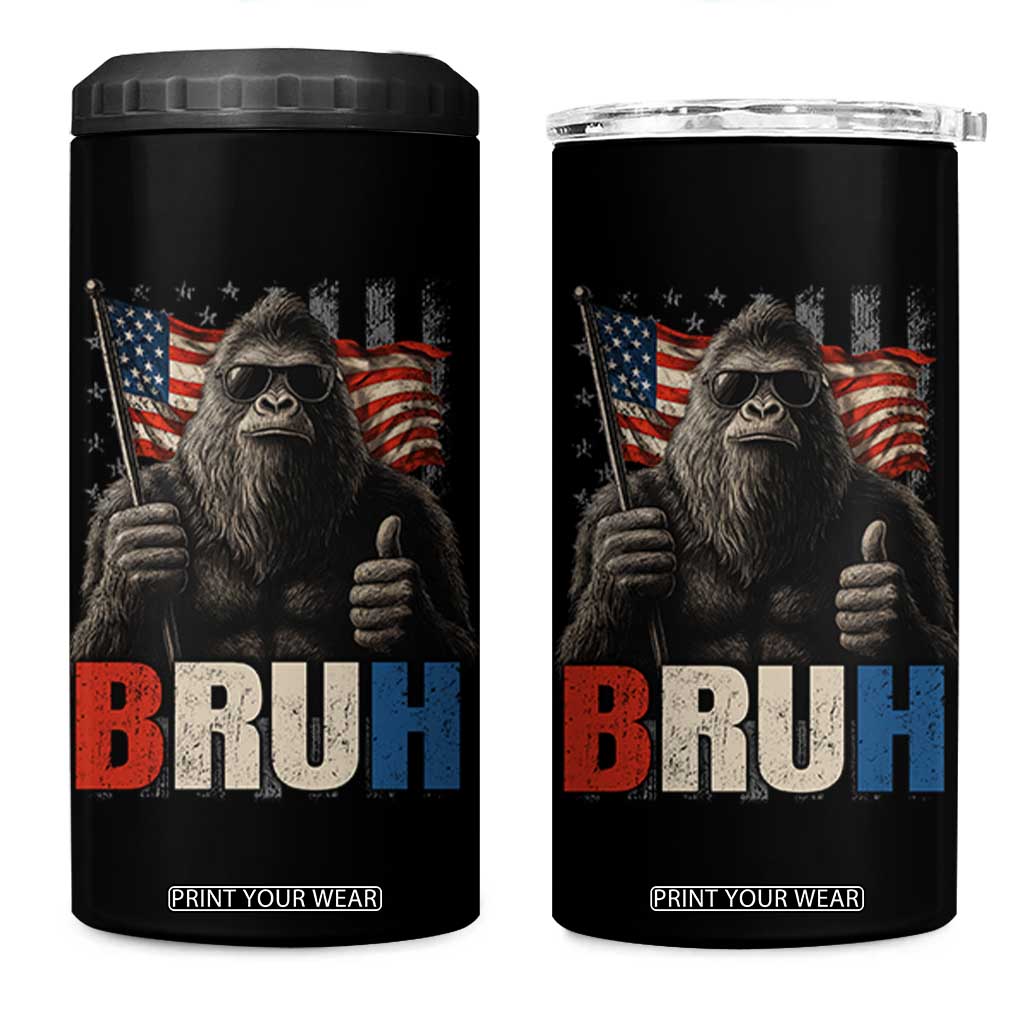 Funny 4th Of July Bigfoot Bruh 4 in 1 Can Cooler Tumbler Patriotic Sasquatch American US Flag TS11 One Size: 16 oz Black Print Your Wear