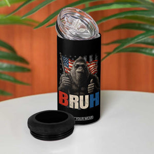 Funny 4th Of July Bigfoot Bruh 4 in 1 Can Cooler Tumbler Patriotic Sasquatch American US Flag TS11 Print Your Wear