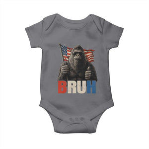 Funny 4th Of July Bigfoot Bruh Baby Onesie Patriotic Sasquatch American US Flag TS11 Charcoal Print Your Wear