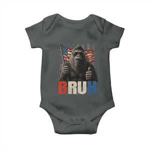 Funny 4th Of July Bigfoot Bruh Baby Onesie Patriotic Sasquatch American US Flag TS11 Dark Heather Print Your Wear