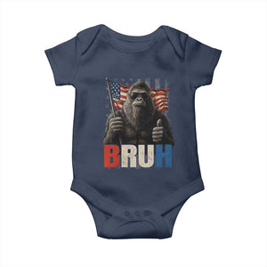 Funny 4th Of July Bigfoot Bruh Baby Onesie Patriotic Sasquatch American US Flag TS11 Navy Print Your Wear
