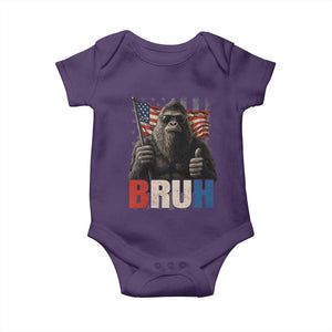 Funny 4th Of July Bigfoot Bruh Baby Onesie Patriotic Sasquatch American US Flag TS11 Purple Print Your Wear