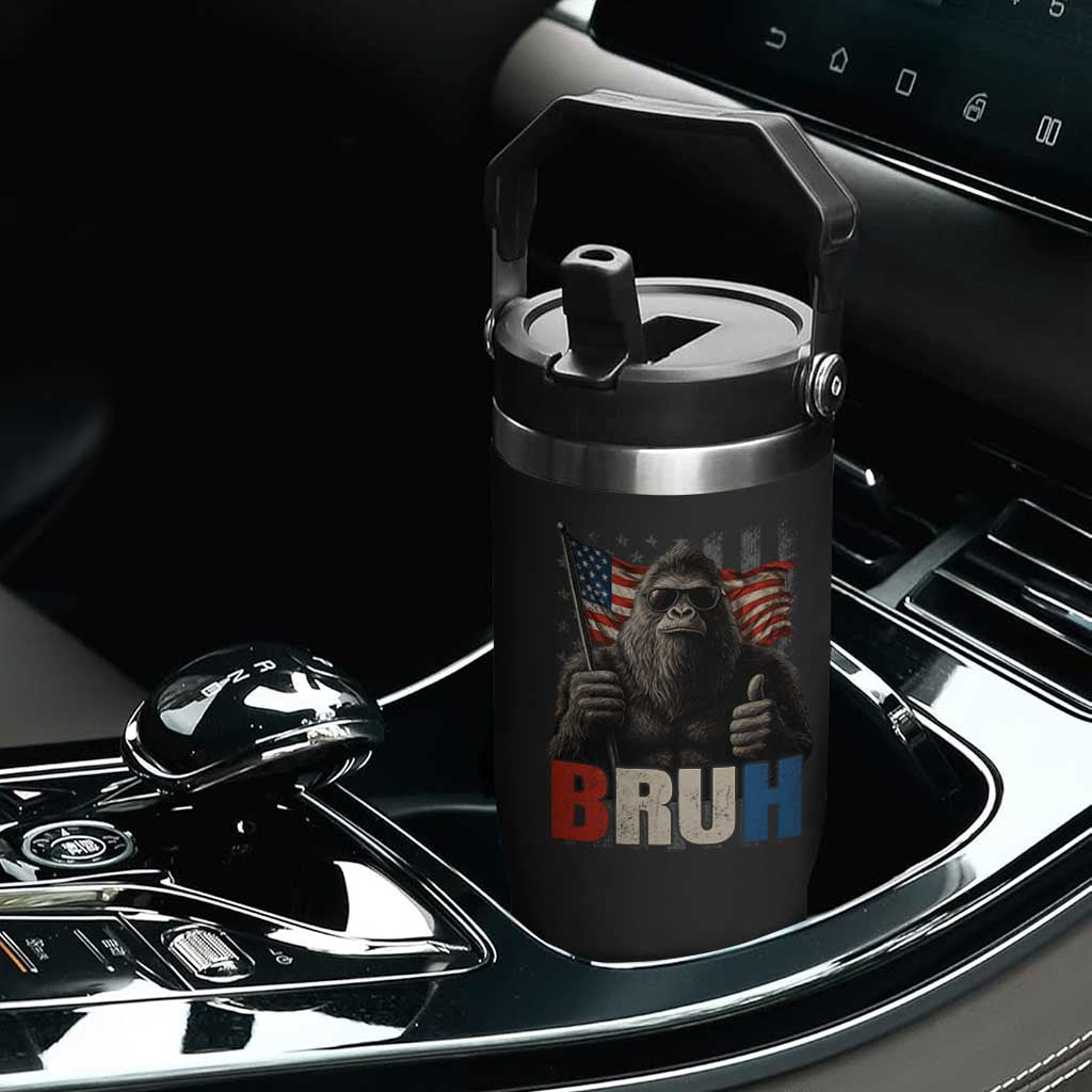 Funny 4th Of July Bigfoot Bruh Flip Straw Tumbler Patriotic Sasquatch American US Flag TS11 Print Your Wear