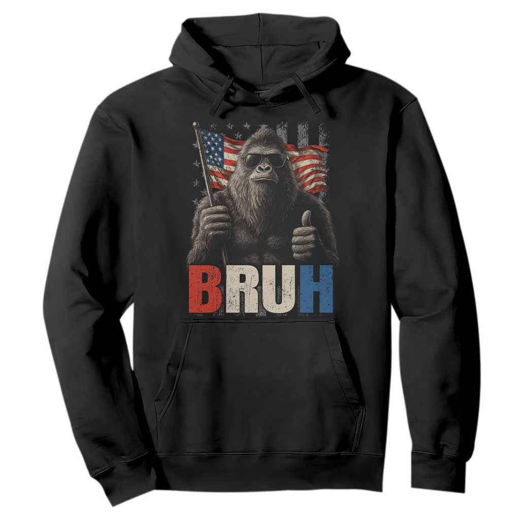 Funny 4th Of July Bigfoot Bruh Hoodie Patriotic Sasquatch American US Flag TS11 Black Print Your Wear