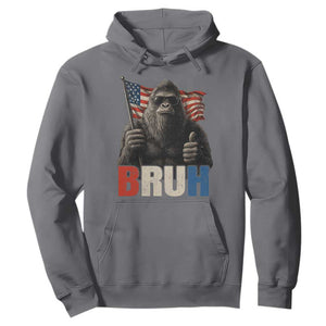 Funny 4th Of July Bigfoot Bruh Hoodie Patriotic Sasquatch American US Flag TS11 Charcoal Print Your Wear