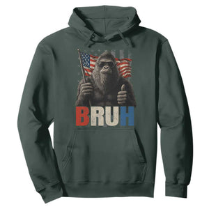 Funny 4th Of July Bigfoot Bruh Hoodie Patriotic Sasquatch American US Flag TS11 Dark Forest Green Print Your Wear