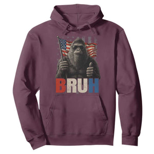 Funny 4th Of July Bigfoot Bruh Hoodie Patriotic Sasquatch American US Flag TS11 Maroon Print Your Wear