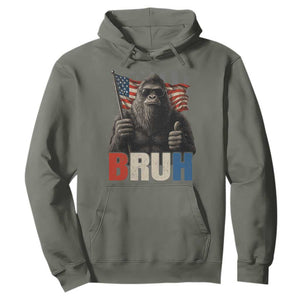 Funny 4th Of July Bigfoot Bruh Hoodie Patriotic Sasquatch American US Flag TS11 Military Green Print Your Wear