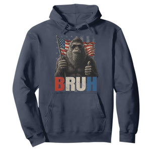Funny 4th Of July Bigfoot Bruh Hoodie Patriotic Sasquatch American US Flag TS11 Navy Print Your Wear