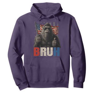 Funny 4th Of July Bigfoot Bruh Hoodie Patriotic Sasquatch American US Flag TS11 Purple Print Your Wear