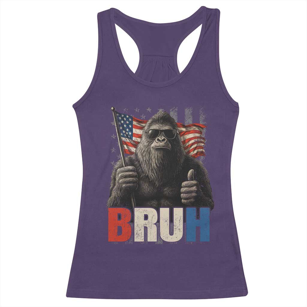 Funny 4th Of July Bigfoot Bruh Racerback Tank Top Patriotic Sasquatch American US Flag TS11 Purple Print Your Wear