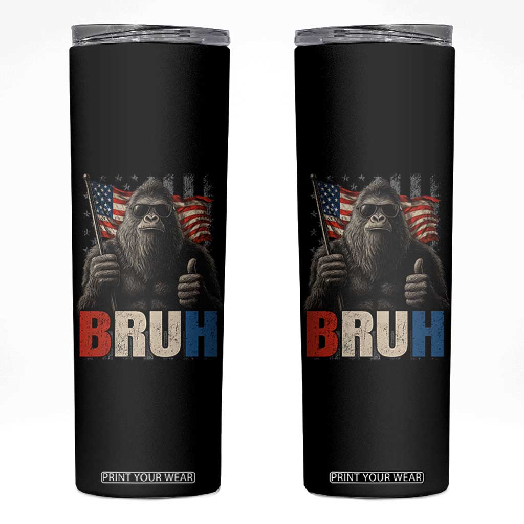 Funny 4th Of July Bigfoot Bruh Skinny Tumbler Patriotic Sasquatch American US Flag TS11 Black Print Your Wear