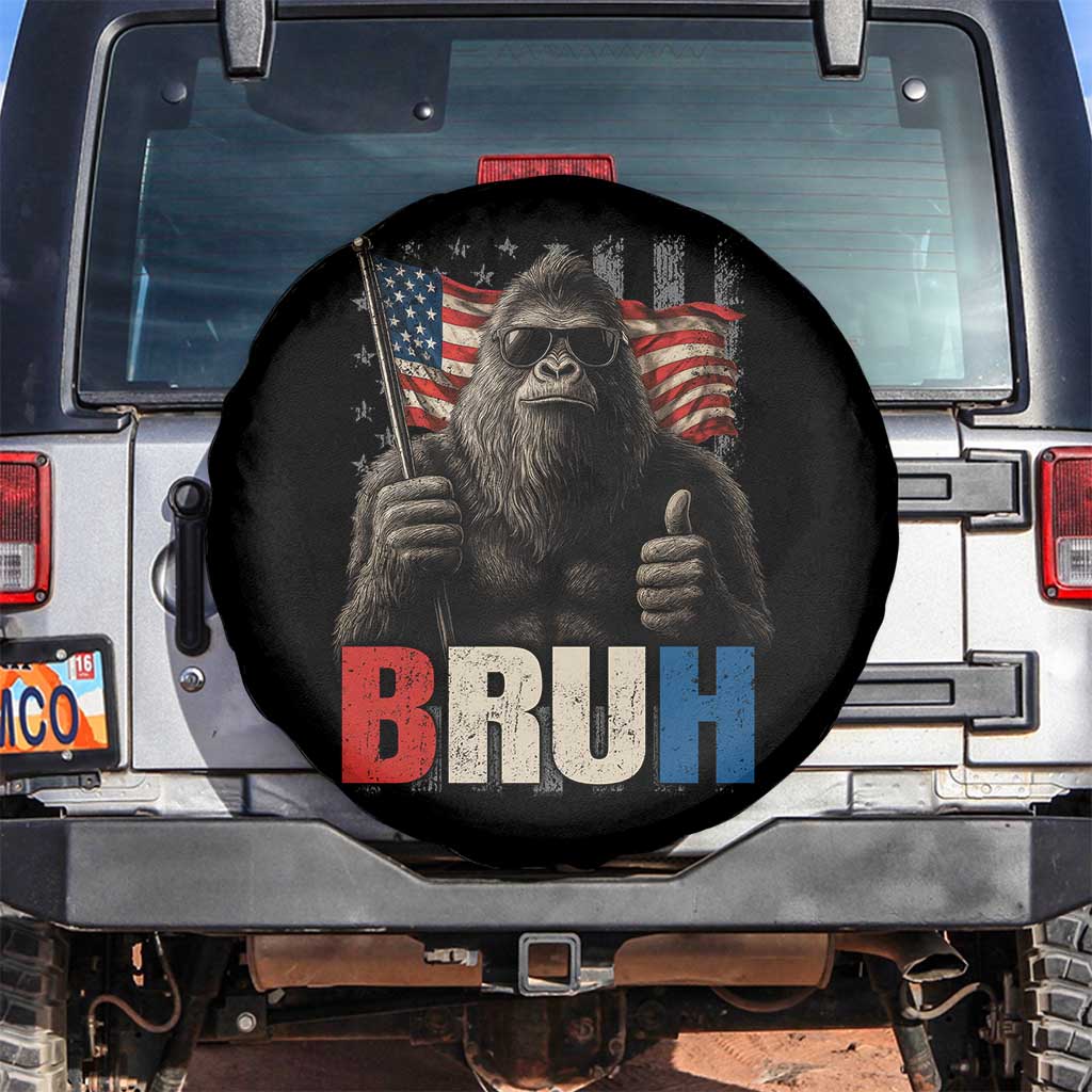 Funny 4th Of July Bigfoot Bruh Spare Tire Cover Patriotic Sasquatch American US Flag TS11 No hole Black Print Your Wear