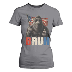 Funny 4th Of July Bigfoot Bruh T Shirt For Women Patriotic Sasquatch American US Flag TS11 Charcoal Print Your Wear