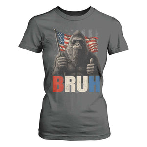 Funny 4th Of July Bigfoot Bruh T Shirt For Women Patriotic Sasquatch American US Flag TS11 Dark Heather Print Your Wear