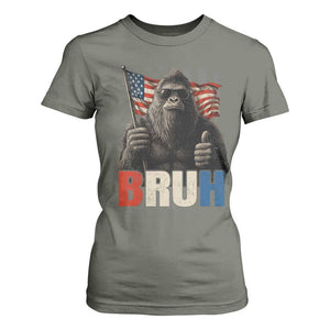 Funny 4th Of July Bigfoot Bruh T Shirt For Women Patriotic Sasquatch American US Flag TS11 Military Green Print Your Wear