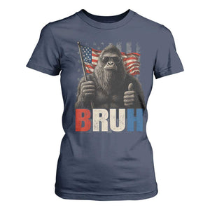 Funny 4th Of July Bigfoot Bruh T Shirt For Women Patriotic Sasquatch American US Flag TS11 Navy Print Your Wear