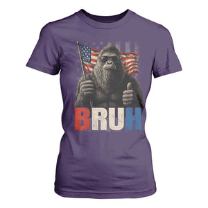 Funny 4th Of July Bigfoot Bruh T Shirt For Women Patriotic Sasquatch American US Flag TS11 Purple Print Your Wear