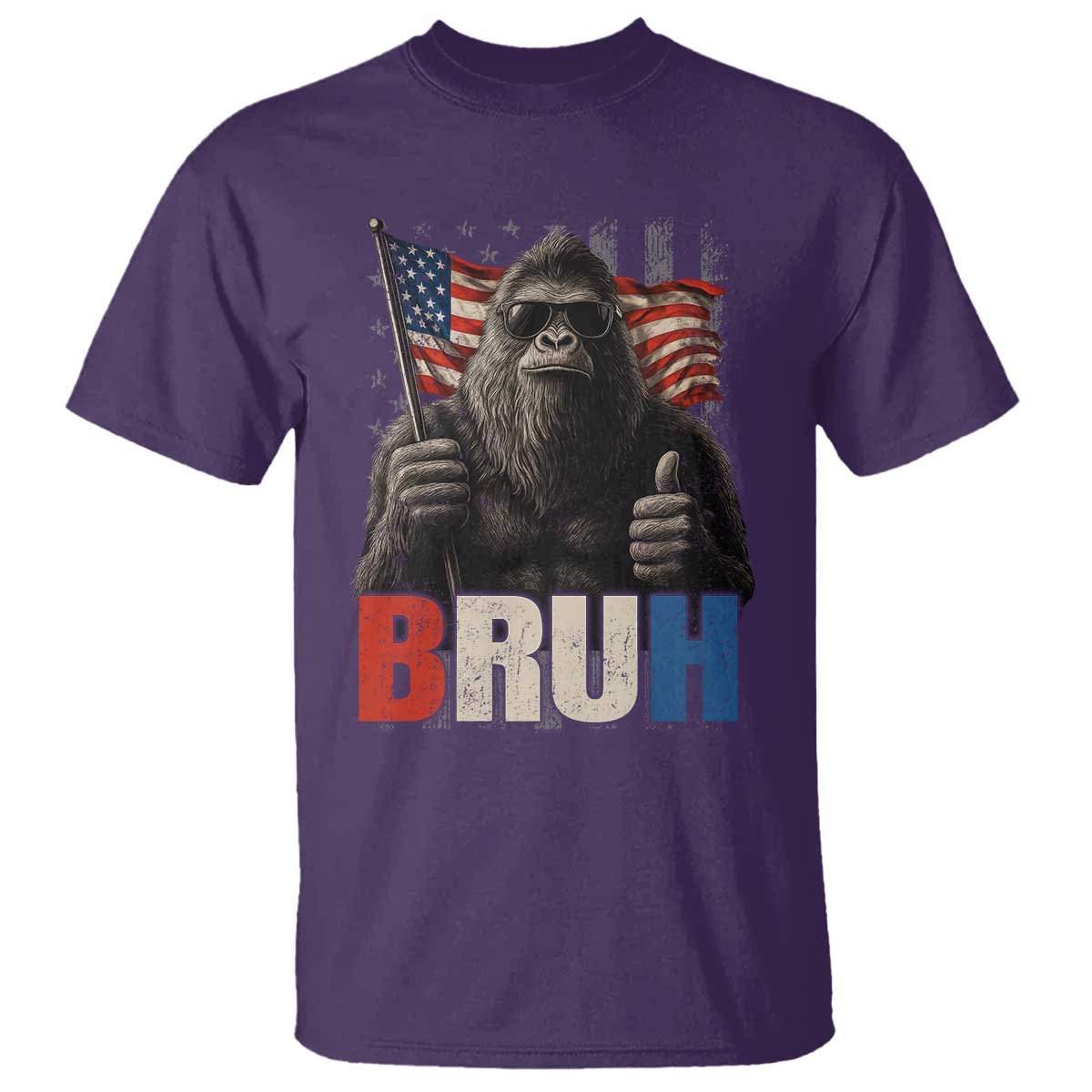Funny 4th Of July Bigfoot Bruh T Shirt Patriotic Sasquatch American US Flag TS11 Purple Print Your Wear