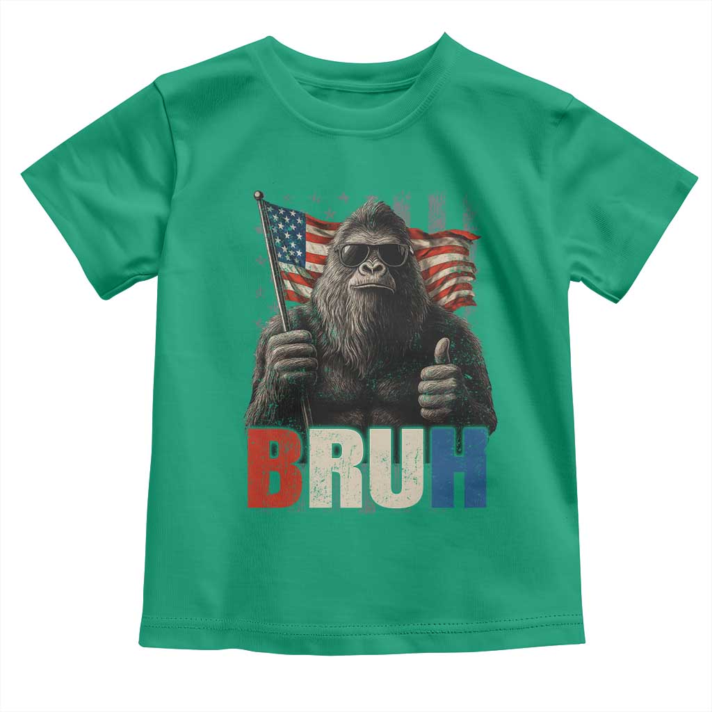 Funny 4th Of July Bigfoot Bruh Toddler T Shirt Patriotic Sasquatch American US Flag TS11 Irish Green Print Your Wear