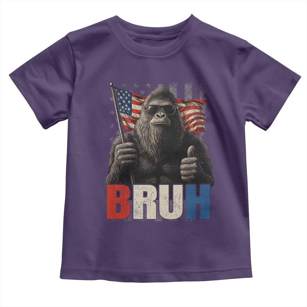 Funny 4th Of July Bigfoot Bruh Toddler T Shirt Patriotic Sasquatch American US Flag TS11 Purple Print Your Wear