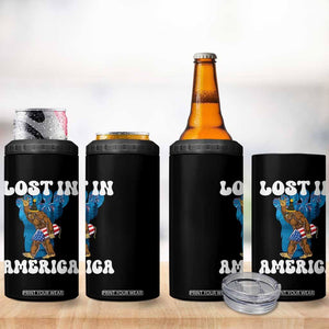 Funny 4th Of July Bigfoot Lost In America 4 in 1 Can Cooler Tumbler Patriotic Sasquatch Rocket Footprint Fireworks TS11 Print Your Wear