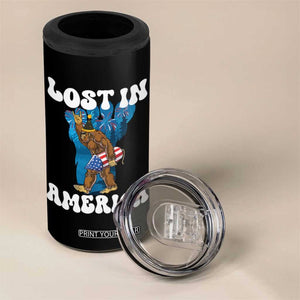 Funny 4th Of July Bigfoot Lost In America 4 in 1 Can Cooler Tumbler Patriotic Sasquatch Rocket Footprint Fireworks TS11 Print Your Wear