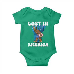 Funny 4th Of July Bigfoot Lost In America Baby Onesie Patriotic Sasquatch Rocket Footprint Fireworks TS11 Irish Green Print Your Wear