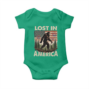 Funny 4th Of July Bigfoot Lost In America Baby Onesie Patriotic Sasquatch US Flag Fireworks TS11 Irish Green Print Your Wear